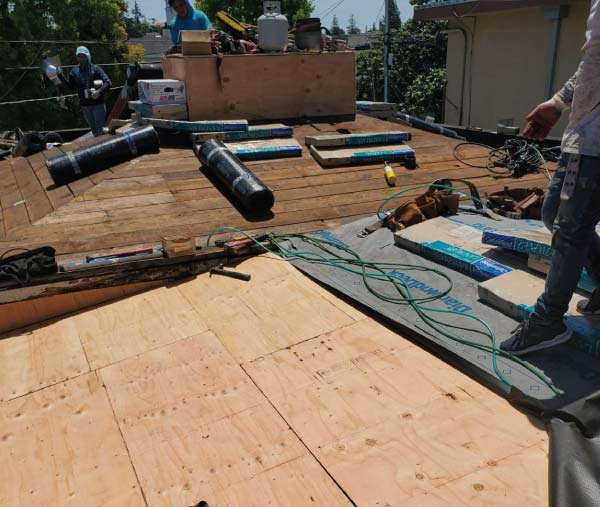roof-preparation roof installation in progress in oakland, ca